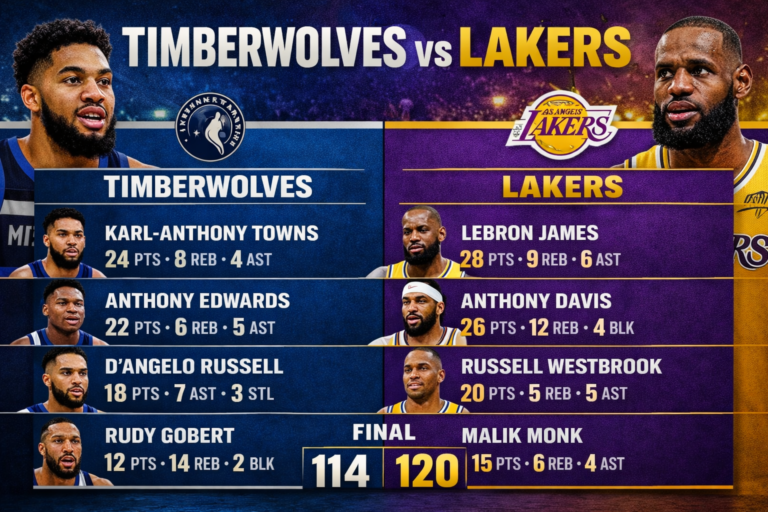 Timberwolves vs Lakers Match Player Stats