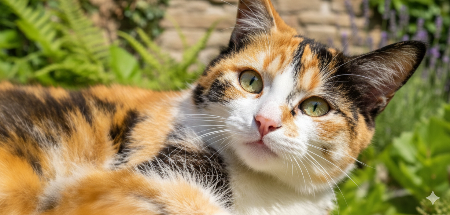 Stylish illustration featuring calico cat theme