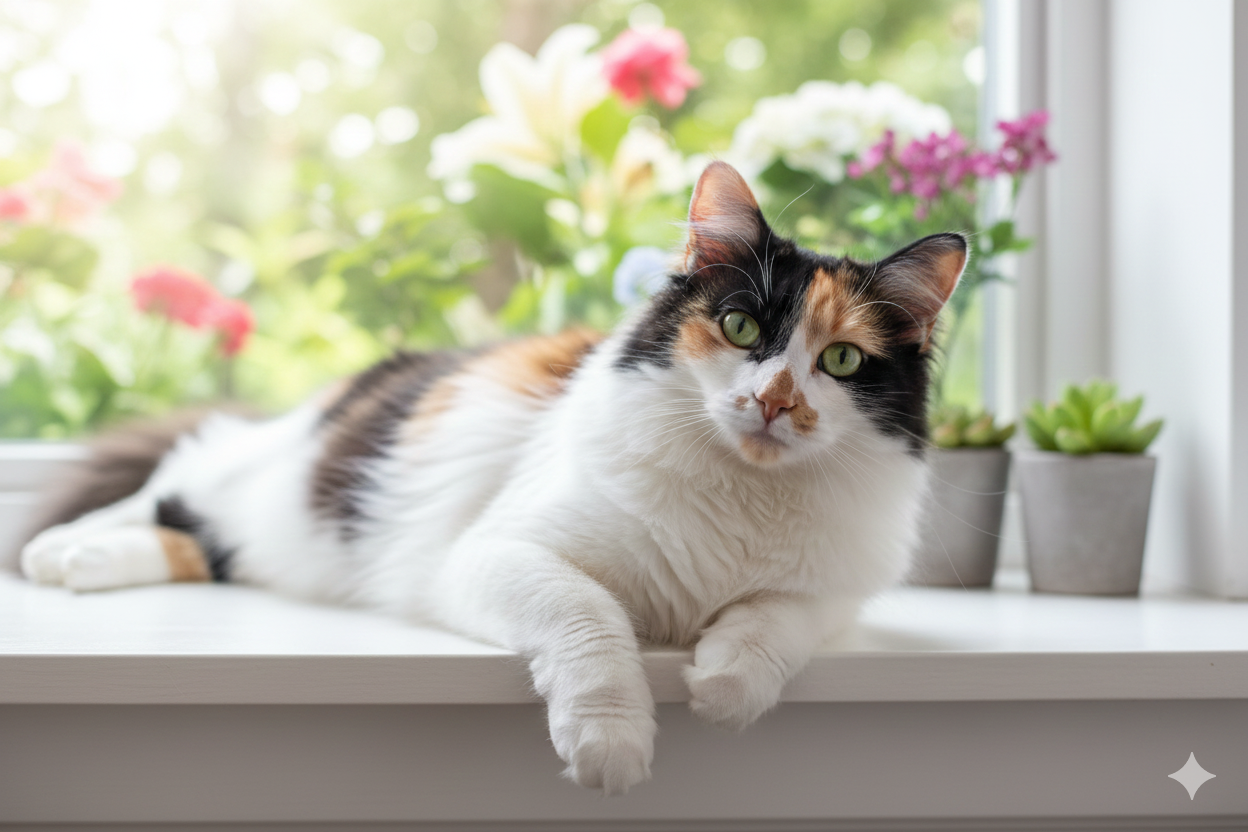 Premium illustration banner for calico cat guide